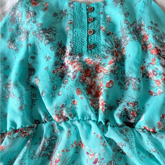 Iris Basic Teal Floral Women's Top - Picture 3 of 13